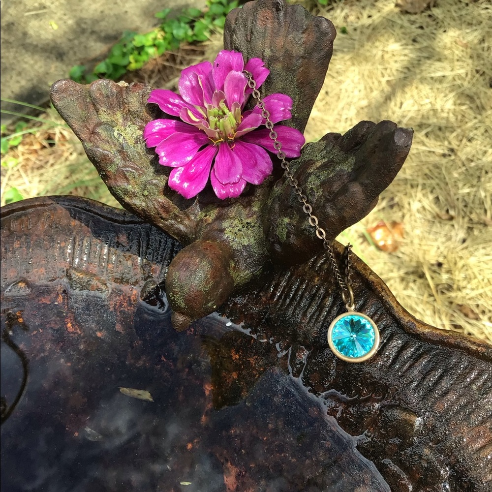 Vintaj Brass Blue Handmade Necklace